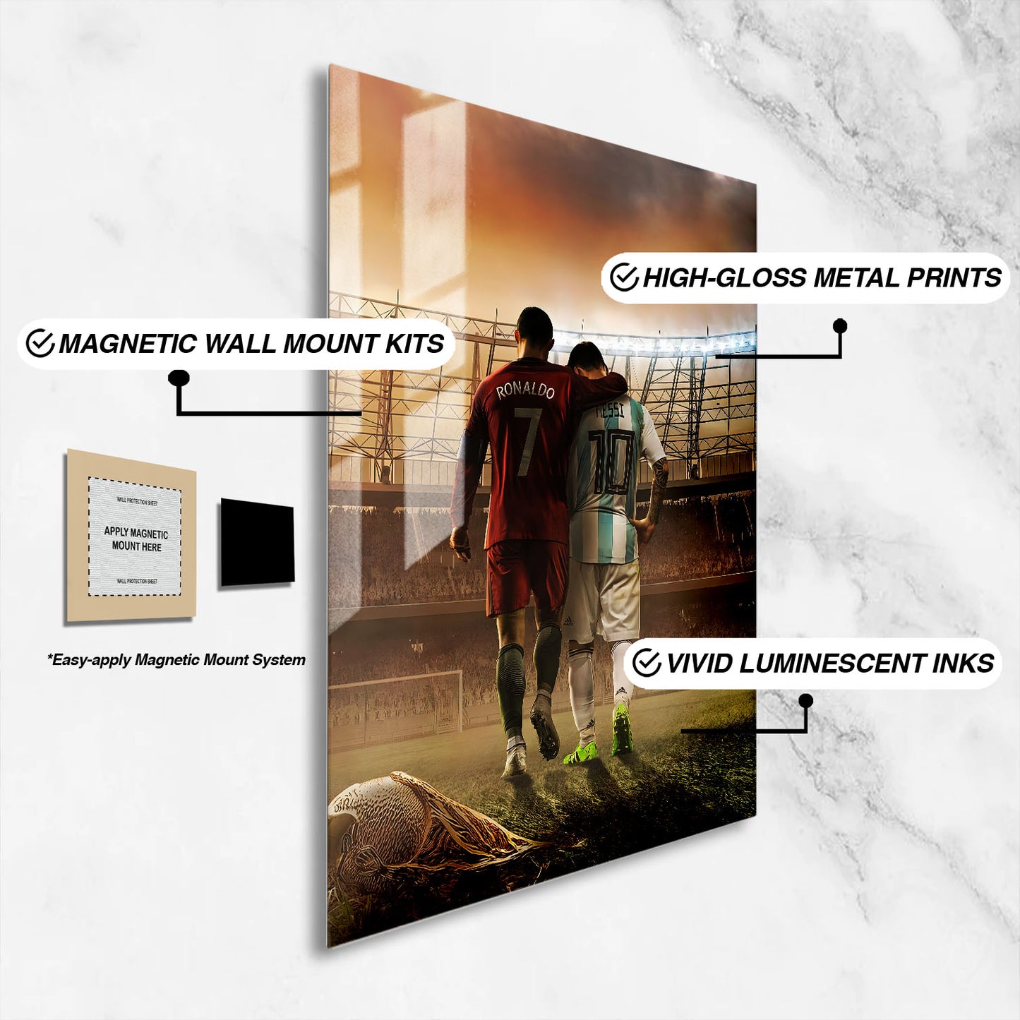 Flex Designs Metal Poster Ronaldo Messi The Final Walk 16 x 24" Home Goods - Sports  Metal Poster