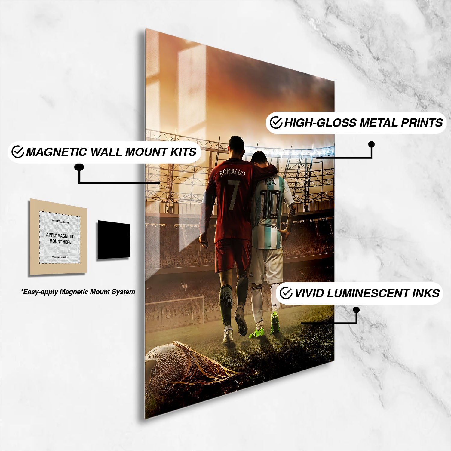 Flex Designs Metal Poster Ronaldo Messi The Final Walk 16 x 24" Home Goods - Sports  Metal Poster