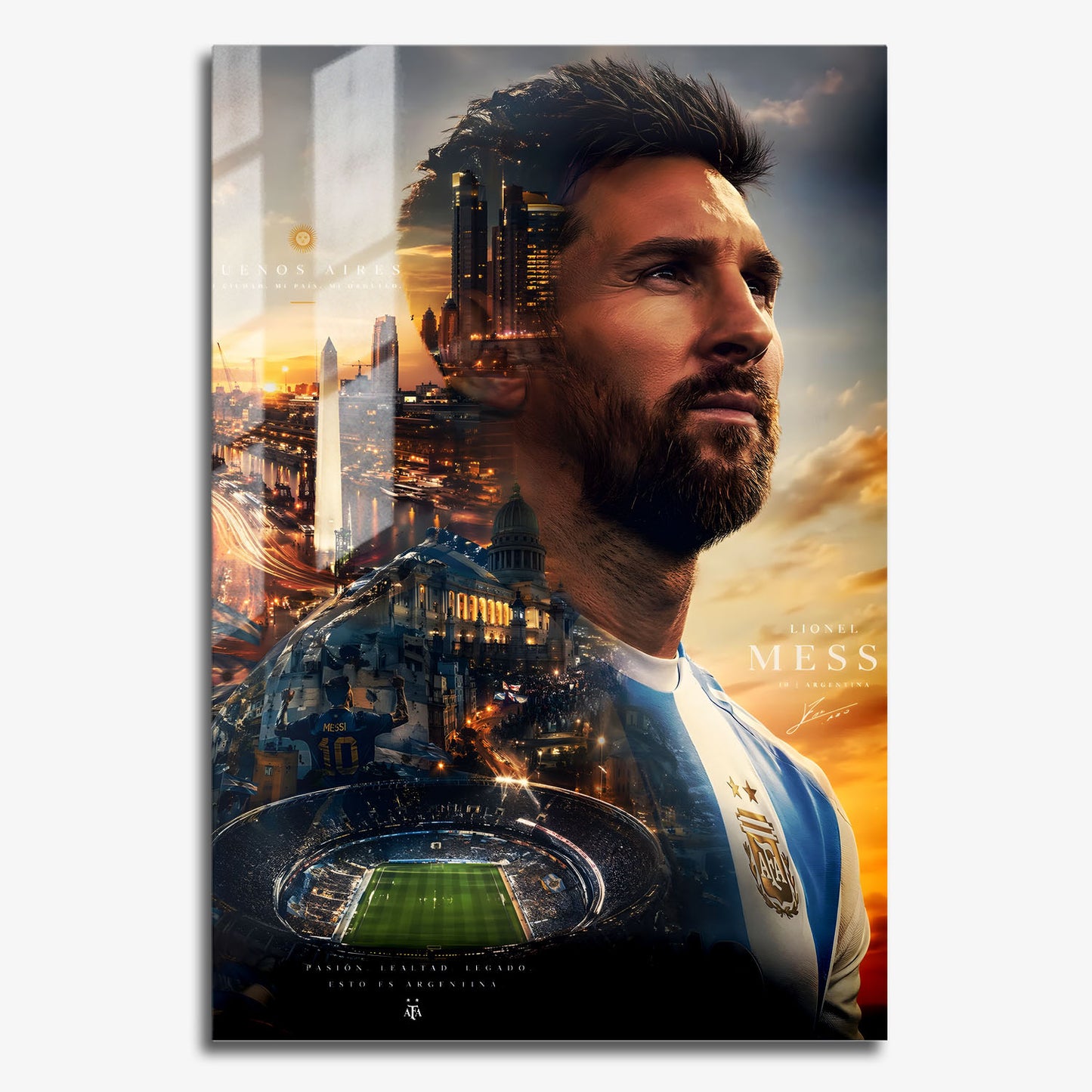 Flex Designs Metal Poster Lionel Messi Portrait 11 x 17" Home Goods - Sports  Metal Poster