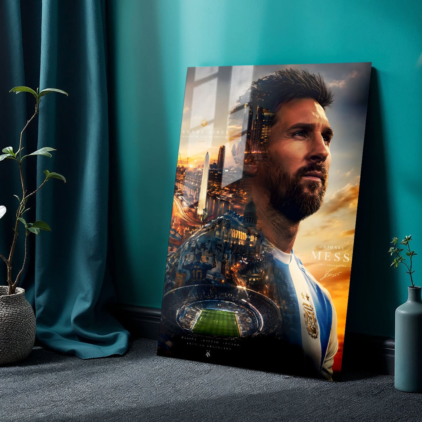 Flex Designs Metal Poster Lionel Messi Portrait 24 x 36" Home Goods - Sports  Metal Poster