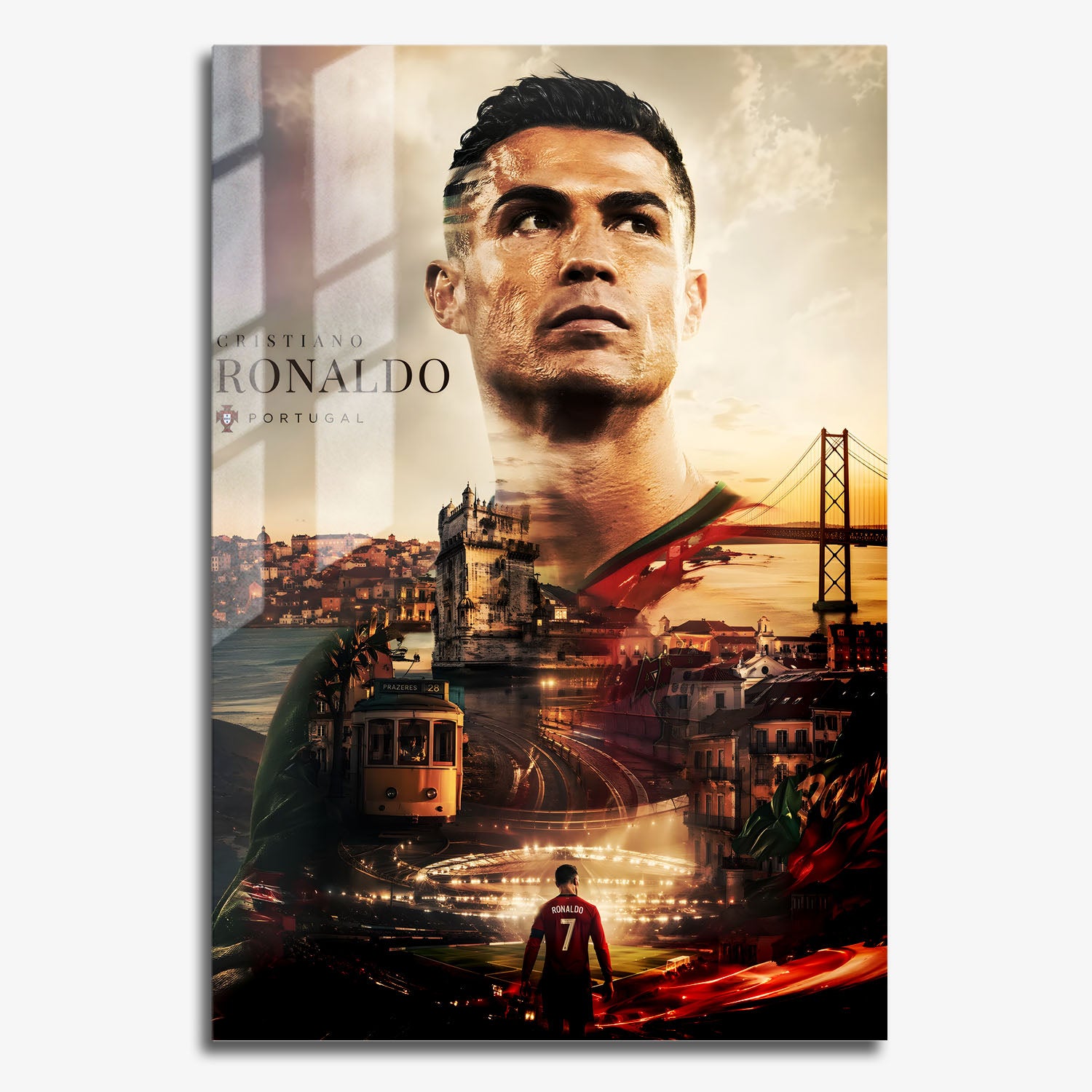 Flex Designs Metal Poster Cristiano Ronaldo Portrait 11 x 17" Home Goods - Sports  Metal Poster