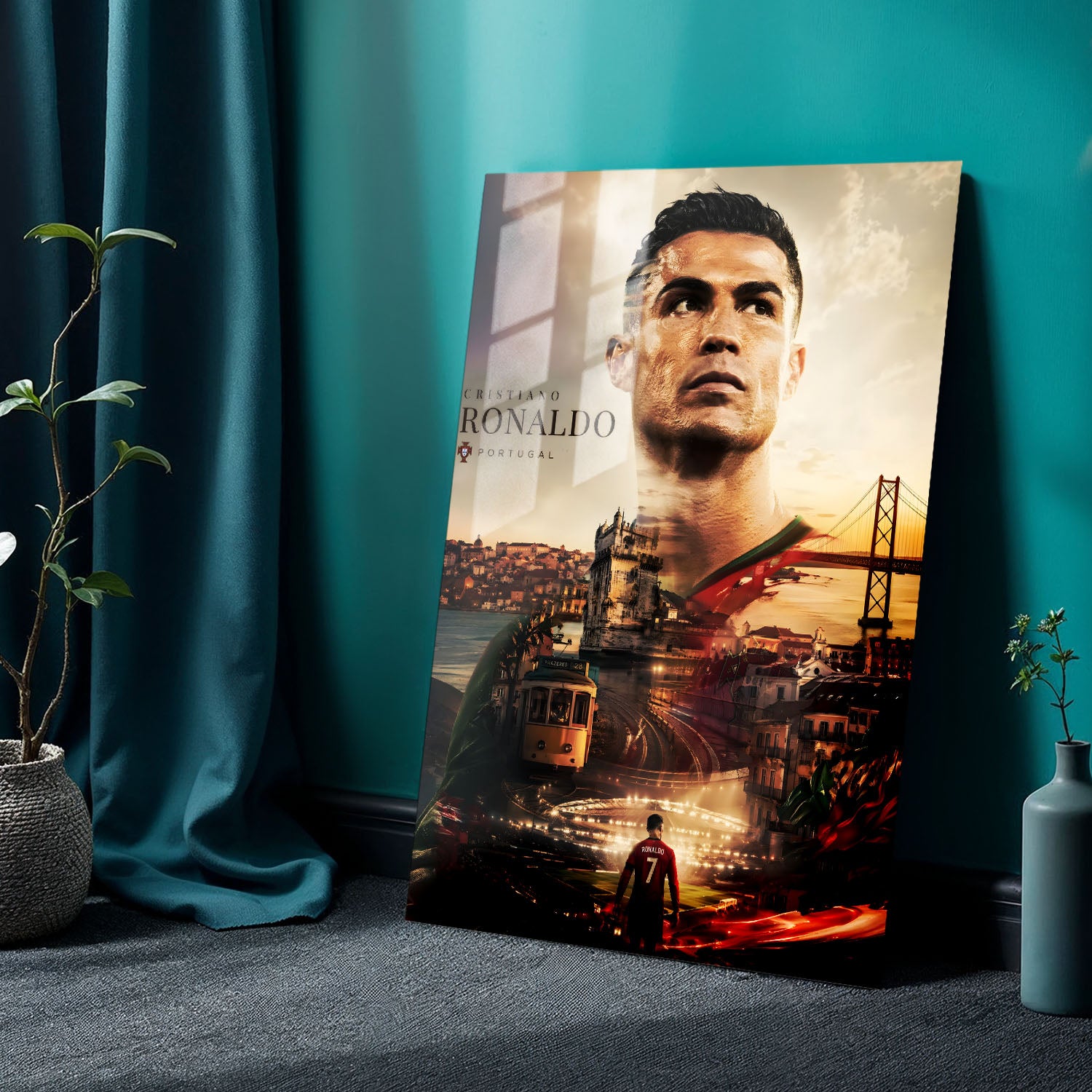 Flex Designs Metal Poster Cristiano Ronaldo Portrait 24 x 36" Home Goods - Sports  Metal Poster