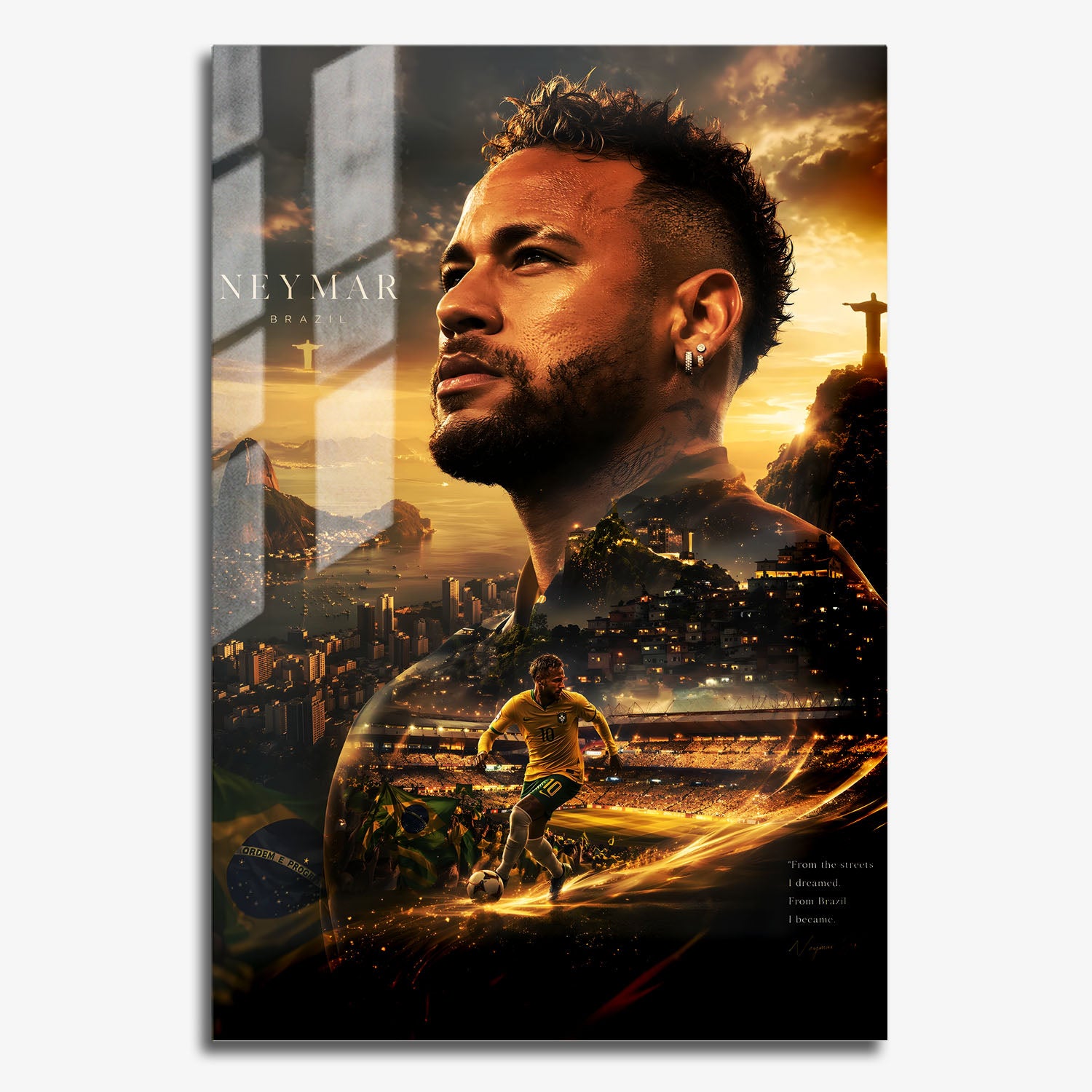 Flex Designs Metal Poster Neymar Jr Portrait 11 x 17" Home Goods - Sports  Metal Poster