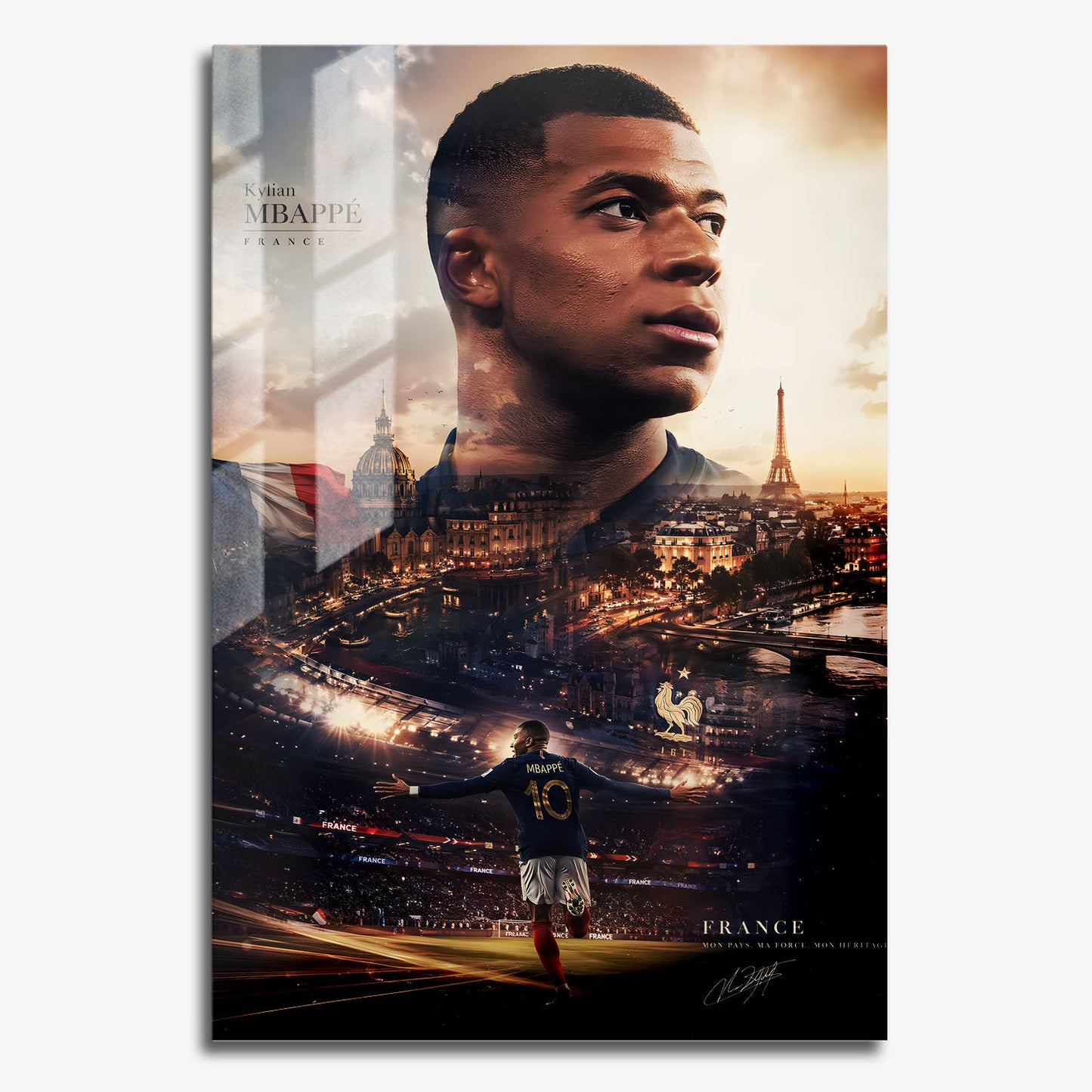 Flex Designs Metal Poster Kylian Mbappe Portrait 11 x 17" Home Goods - Sports  Metal Poster