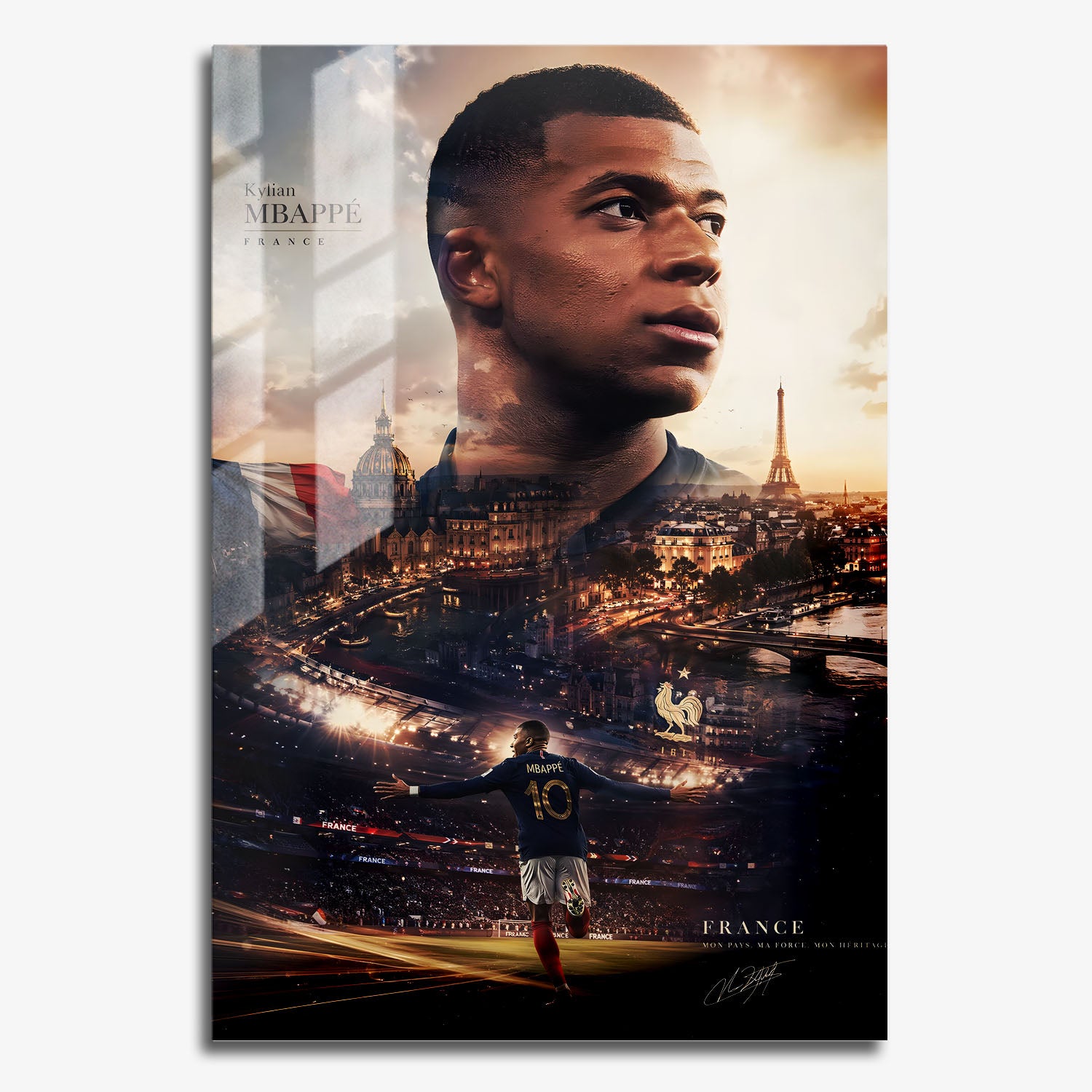 Flex Designs Metal Poster Kylian Mbappe Portrait 11 x 17" Home Goods - Sports  Metal Poster