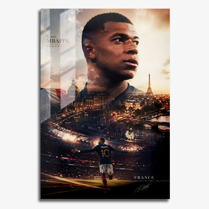 Flex Designs Metal Poster Kylian Mbappe Portrait 11 x 17" Home Goods - Sports  Metal Poster