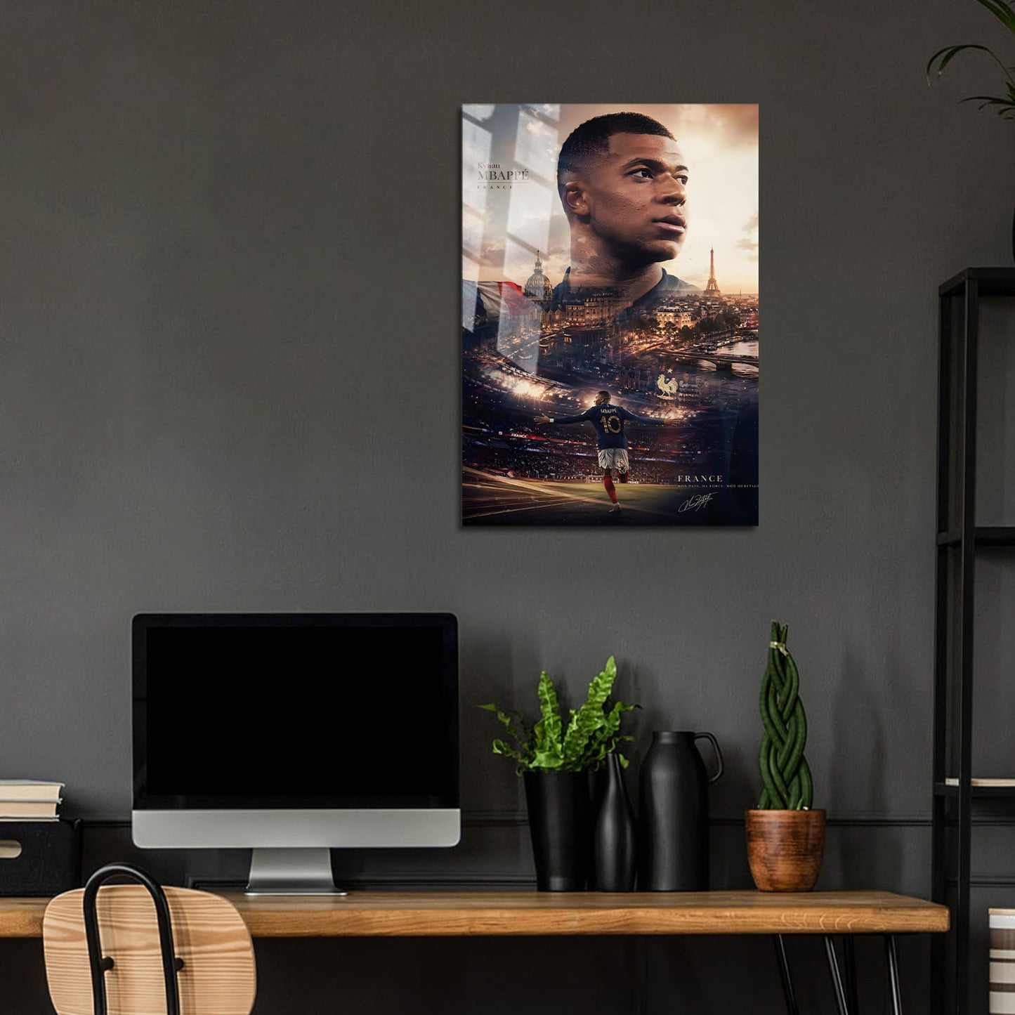 Flex Designs Metal Poster Kylian Mbappe Portrait 24 x 36" Home Goods - Sports  Metal Poster