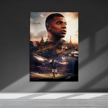 Flex Designs Metal Poster Kylian Mbappe Portrait 5 x 7" Home Goods - Sports  Metal Poster