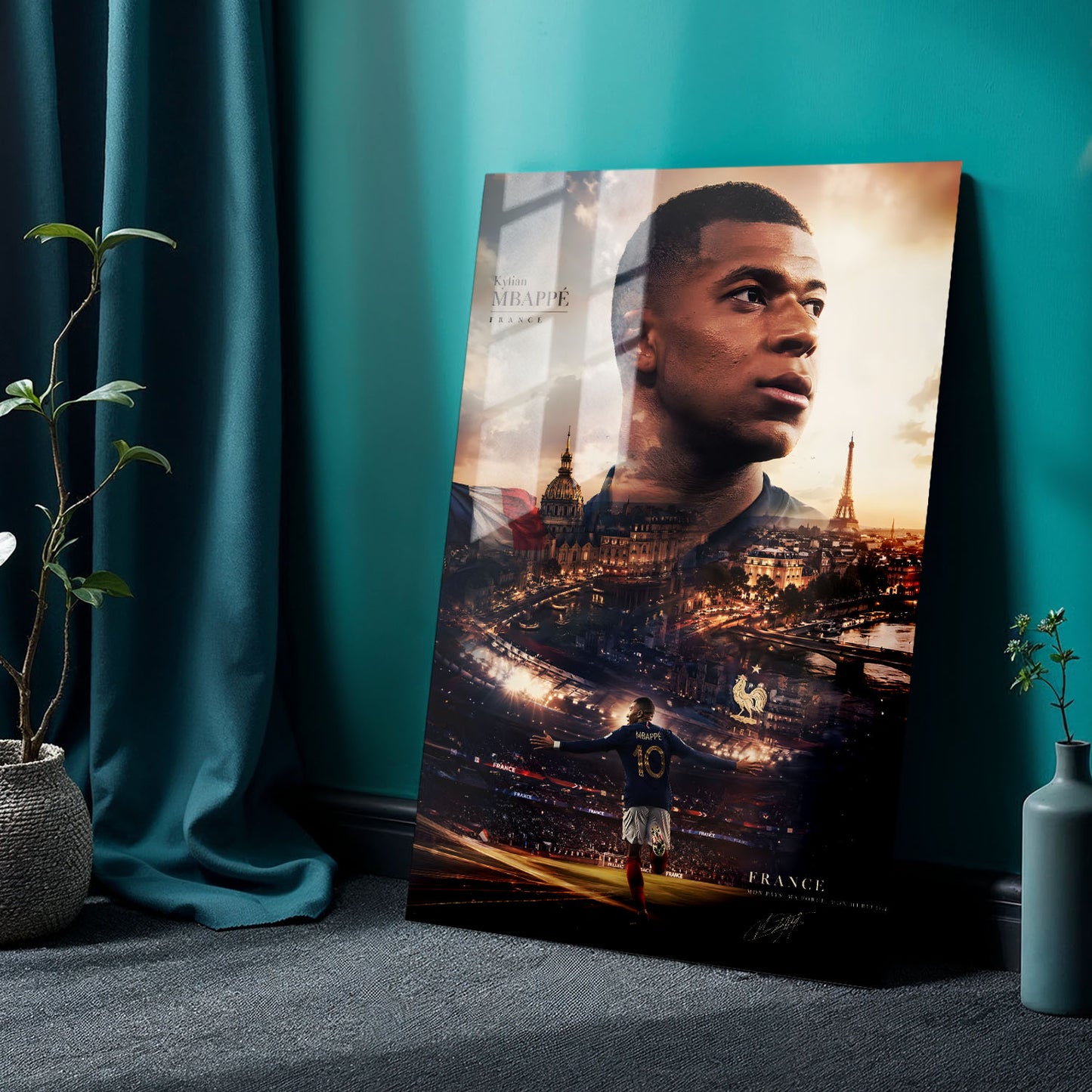 Flex Designs Metal Poster Kylian Mbappe Portrait 24 x 36" Home Goods - Sports  Metal Poster