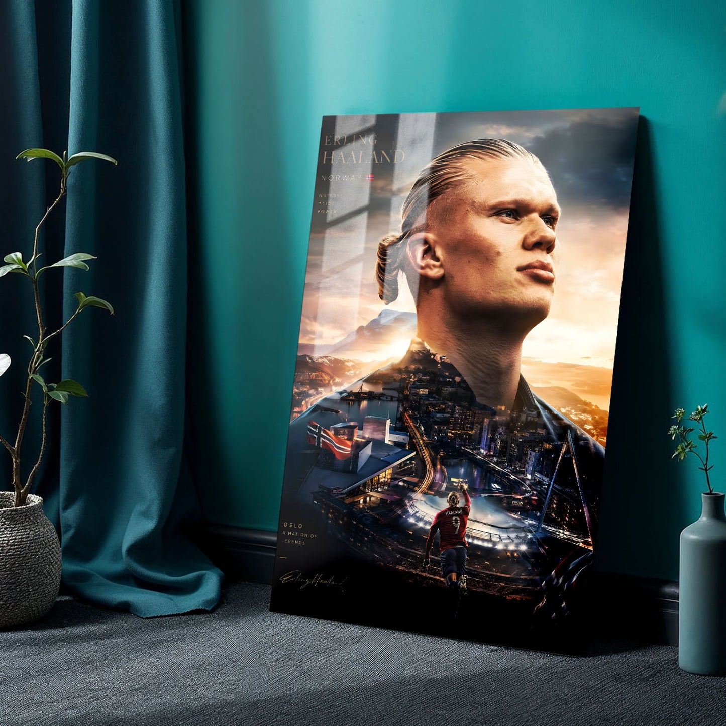 Flex Designs Metal Poster Erling Haaland Portrait 24 x 36" Home Goods - Sports  Metal Poster