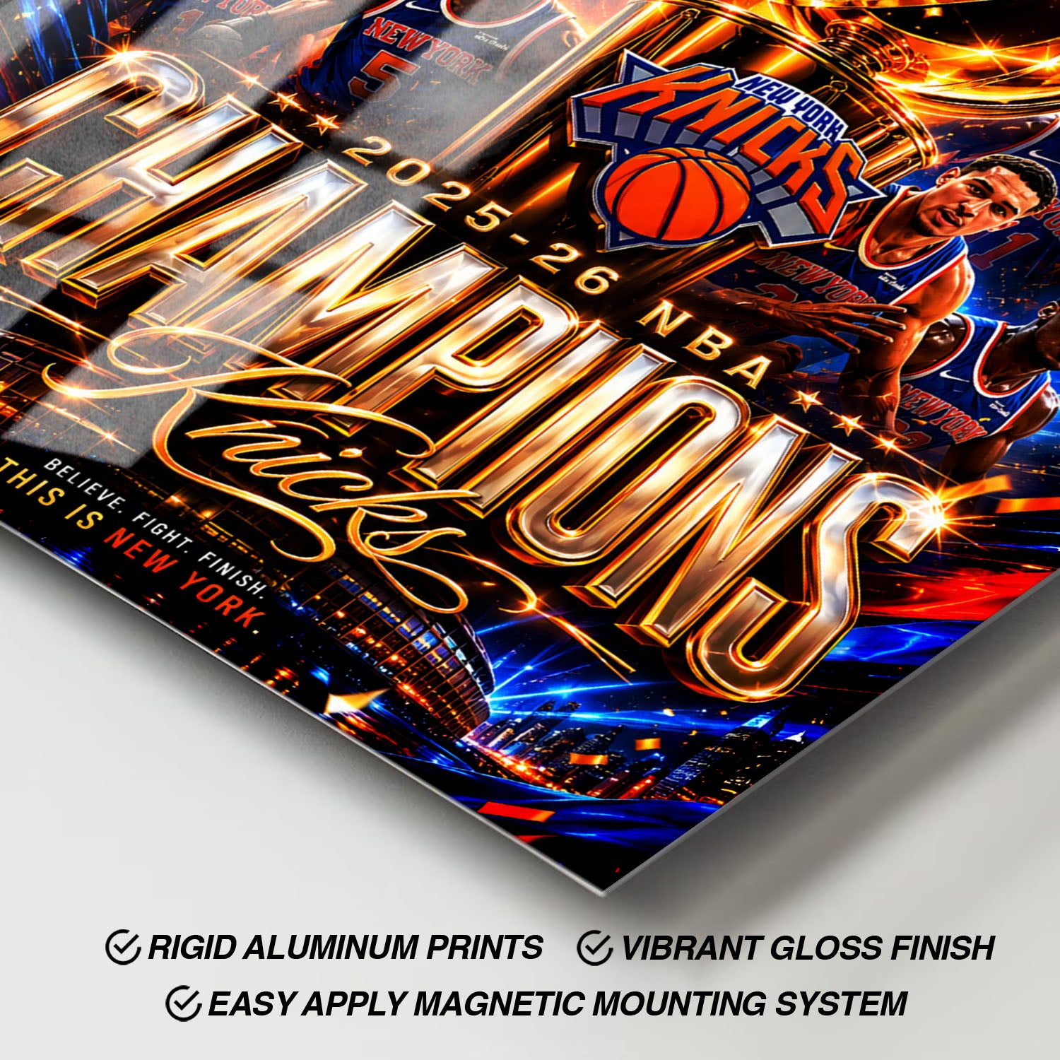 Flex Designs Metal Poster New York Knicks NBA Champions 2026 11 x 17" Home Goods - Sports  Metal Poster