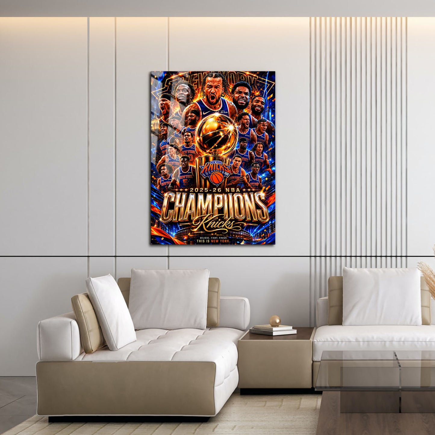 Flex Designs Metal Poster New York Knicks NBA Champions 2026 11 x 17" Home Goods - Sports  Metal Poster