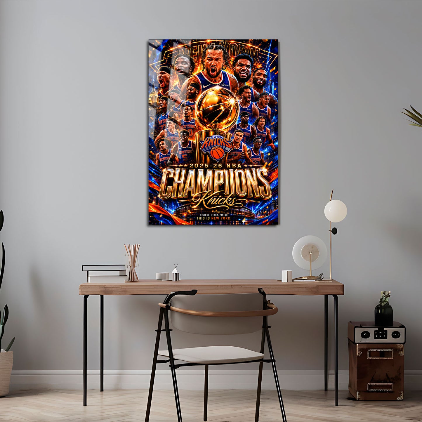 Flex Designs Metal Poster New York Knicks NBA Champions 2026 16 x 24" Home Goods - Sports  Metal Poster