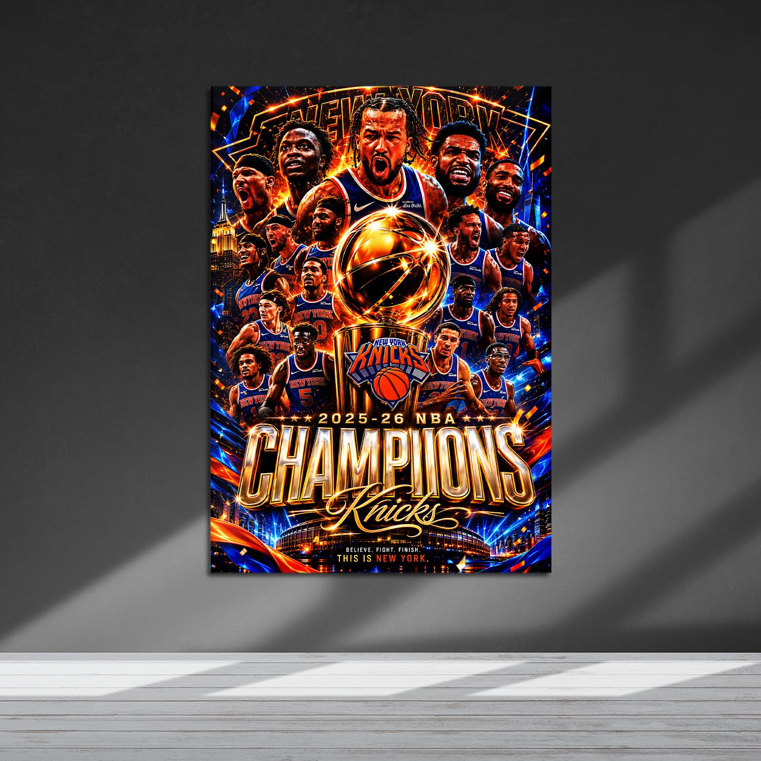 Flex Designs Metal Poster New York Knicks NBA Champions 2026 24 x 36" Home Goods - Sports  Metal Poster