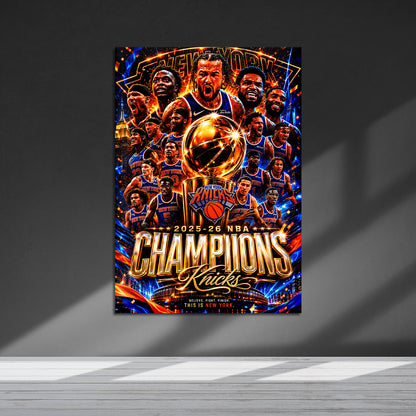 Flex Designs Metal Poster New York Knicks NBA Champions 2026 24 x 36" Home Goods - Sports  Metal Poster