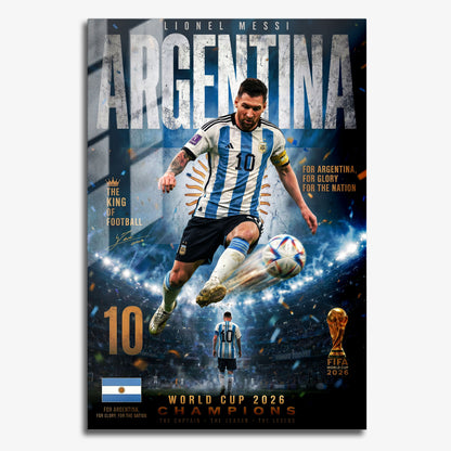 Flex Designs Metal Poster Lionel Messi Argentina 2026 11 x 17" Home Goods - Sports  Metal Poster