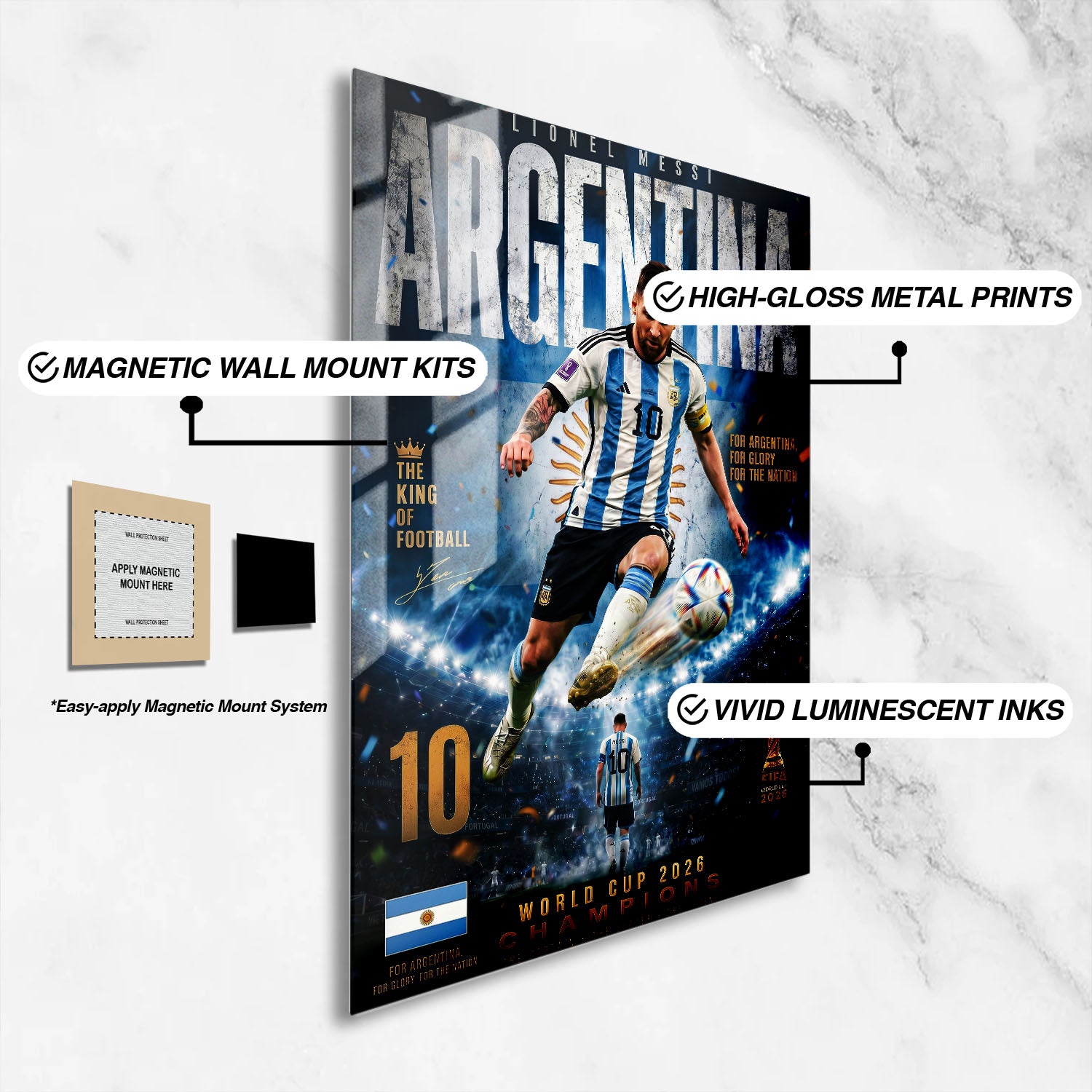 Flex Designs Metal Poster Lionel Messi Argentina 2026 16 x 24" Home Goods - Sports  Metal Poster