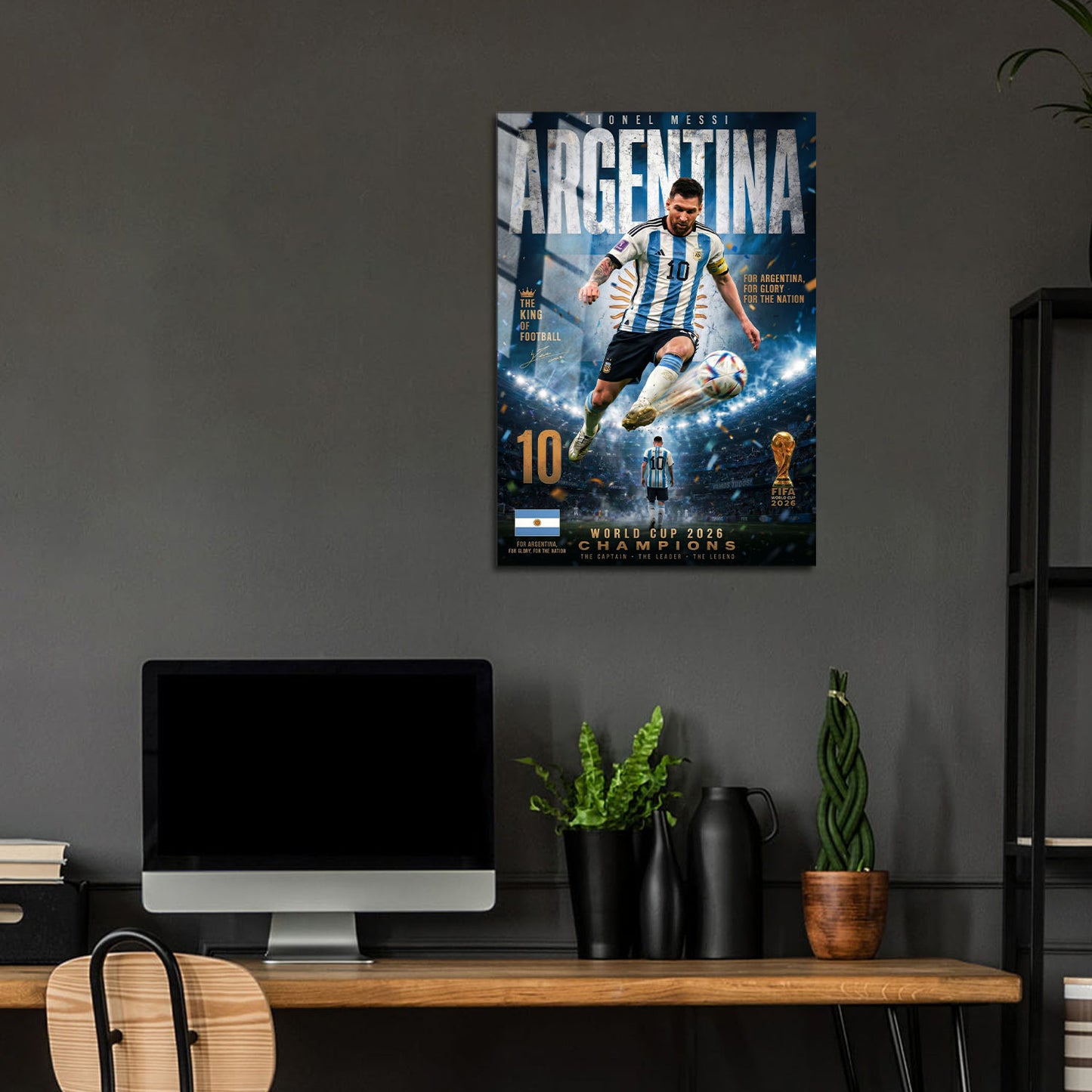 Flex Designs Metal Poster Lionel Messi Argentina 2026 24 x 36" Home Goods - Sports  Metal Poster