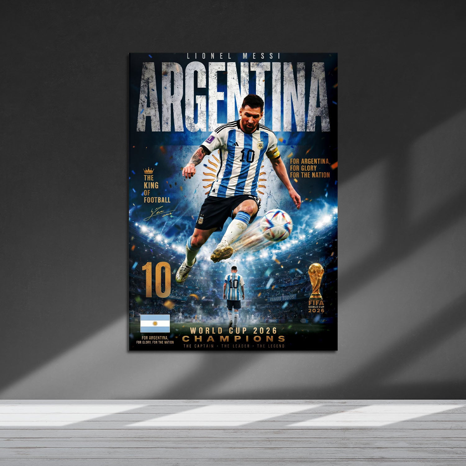 Flex Designs Metal Poster Lionel Messi Argentina 2026 5 x 7" Home Goods - Sports  Metal Poster