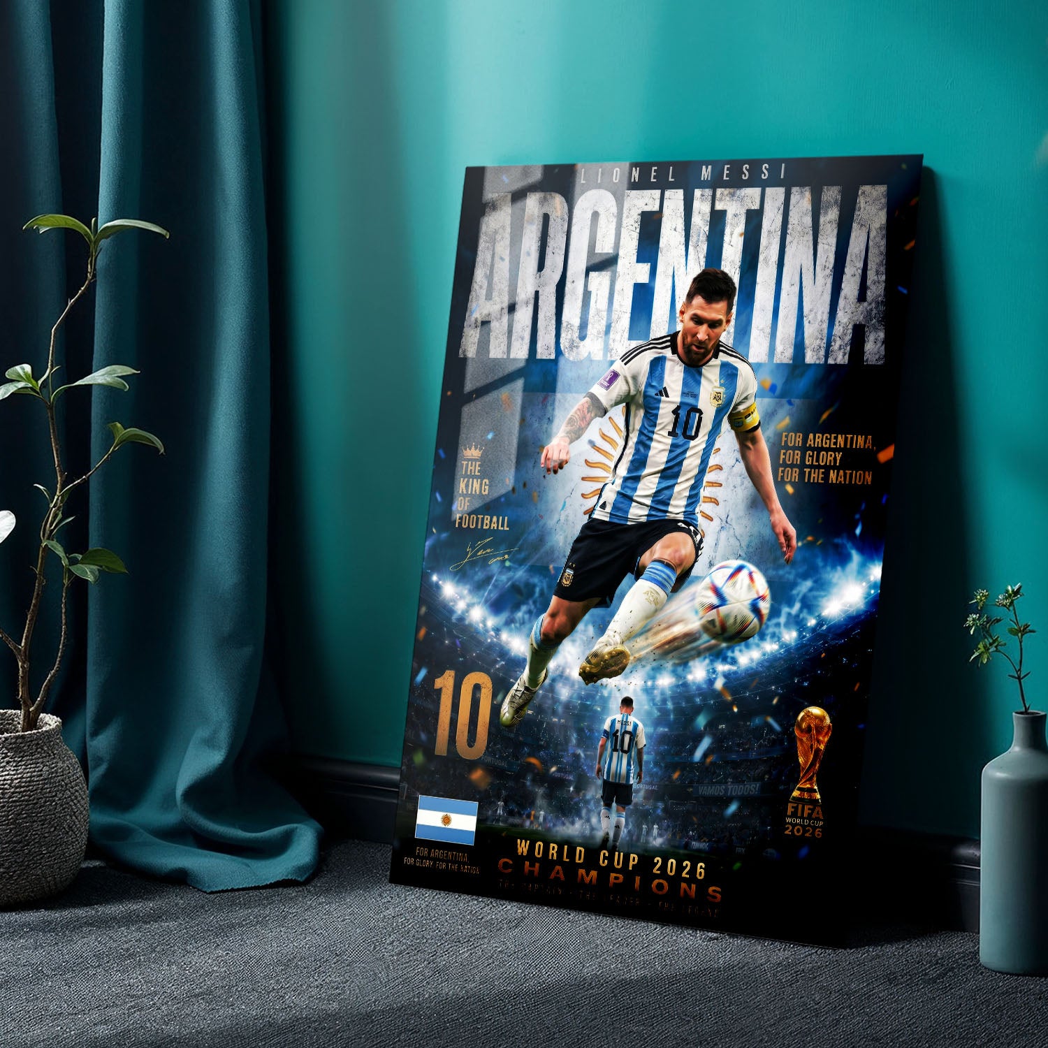 Flex Designs Metal Poster Lionel Messi Argentina 2026 24 x 36" Home Goods - Sports  Metal Poster