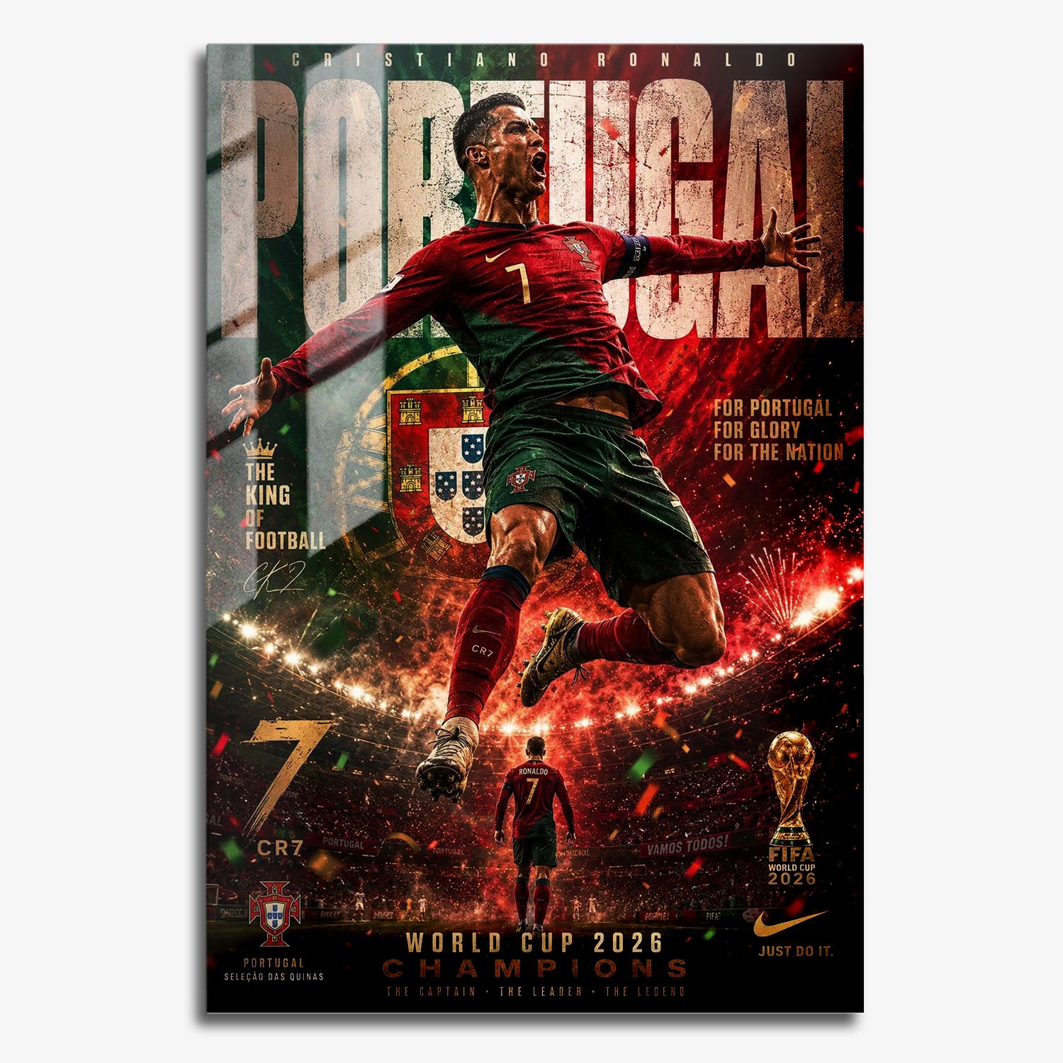 Flex Designs Metal Poster Cristiano Ronaldo Portugal 2026 11 x 17" Home Goods - Sports  Metal Poster