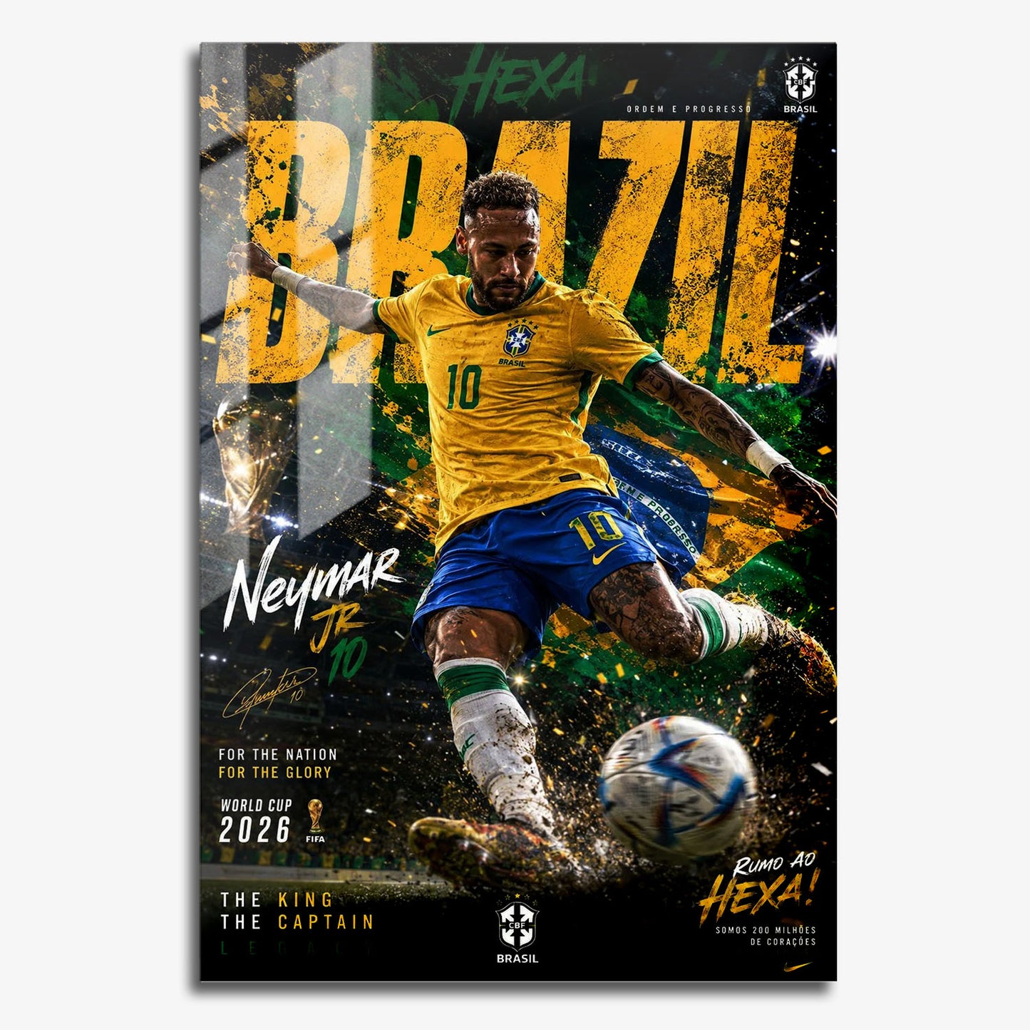 Flex Designs Metal Poster Neymar Junior Brazil 2026 11 x 17" Home Goods - Sports  Metal Poster