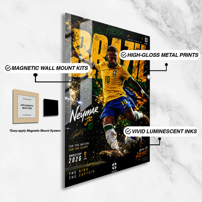 Flex Designs Metal Poster Neymar Junior Brazil 2026 16 x 24" Home Goods - Sports  Metal Poster