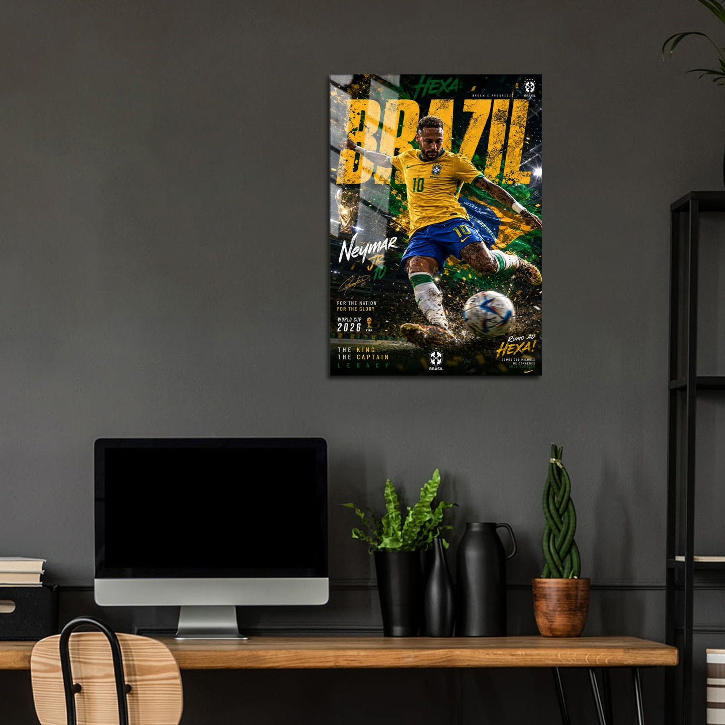 Flex Designs Metal Poster Neymar Junior Brazil 2026 24 x 36" Home Goods - Sports  Metal Poster