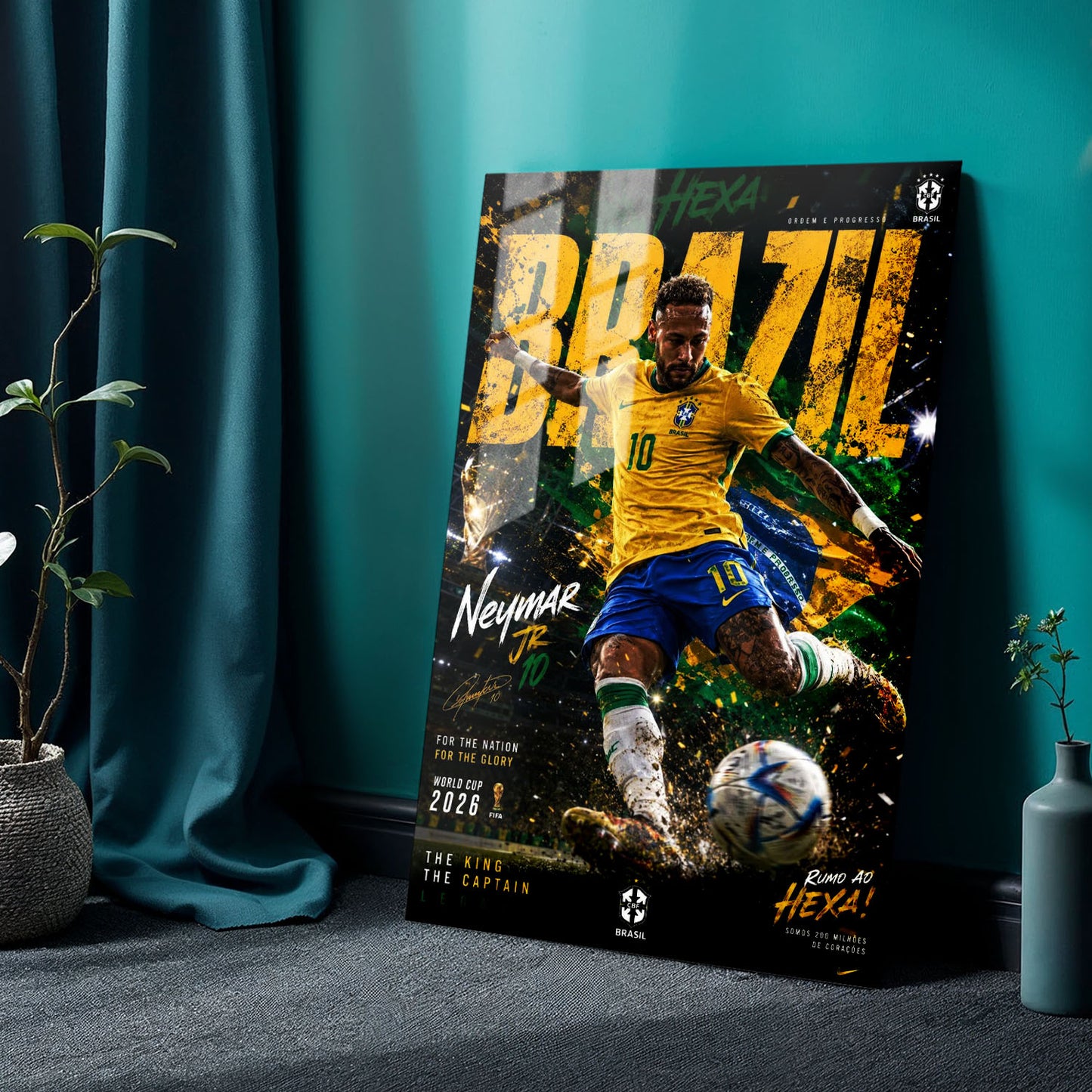 Flex Designs Metal Poster Neymar Junior Brazil 2026 24 x 36" Home Goods - Sports  Metal Poster