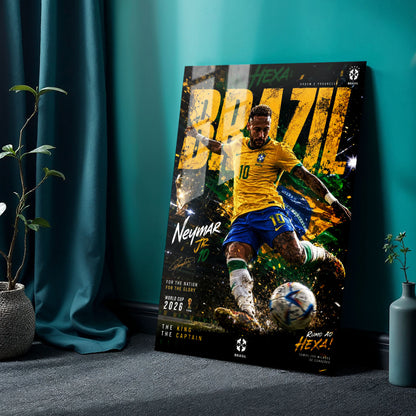 Flex Designs Metal Poster Neymar Junior Brazil 2026 24 x 36" Home Goods - Sports  Metal Poster