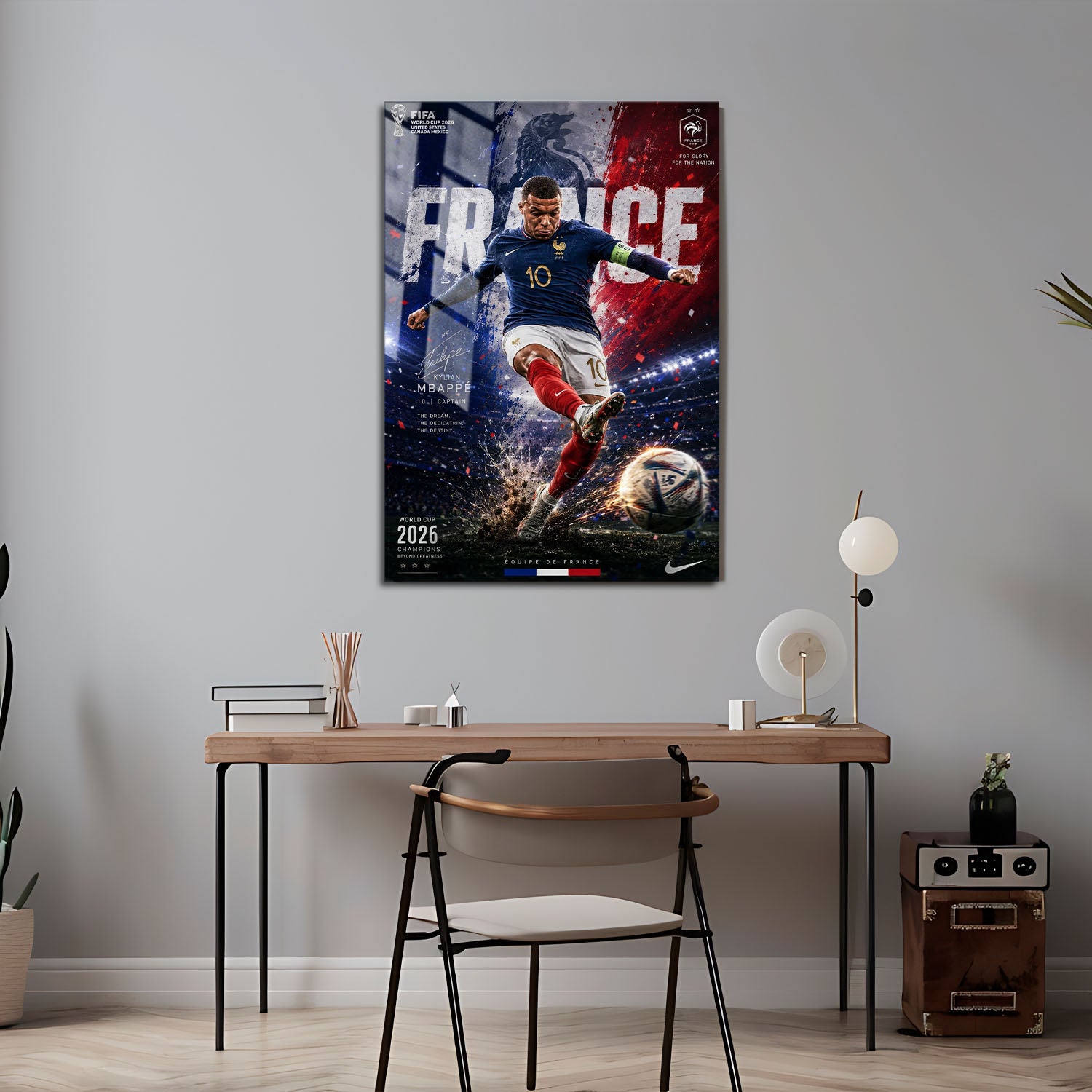 Flex Designs Metal Poster Kylian Mbappe France 2026 5 x 7" Home Goods - Sports  Metal Poster