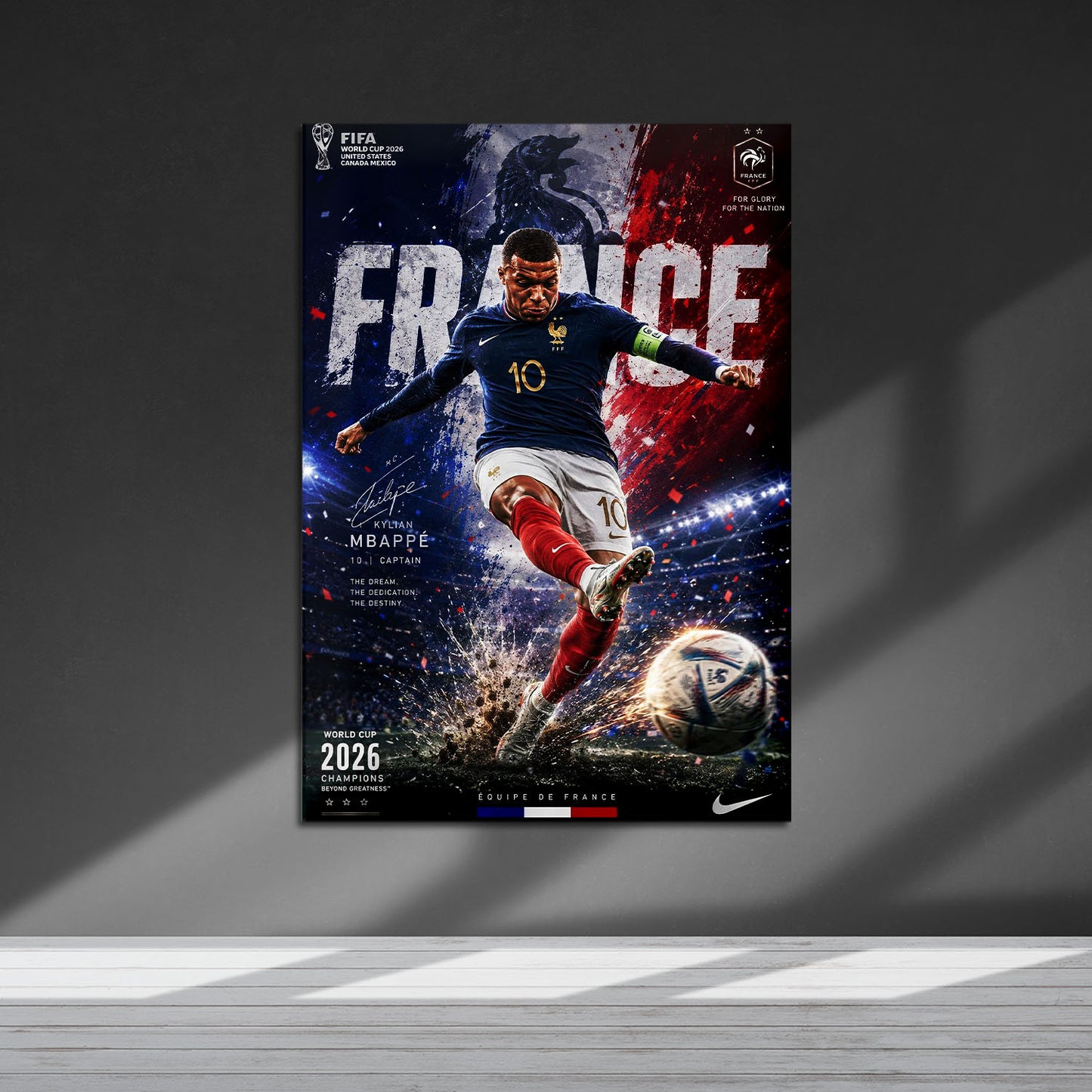 Flex Designs Metal Poster Kylian Mbappe France 2026 5 x 7" Home Goods - Sports  Metal Poster
