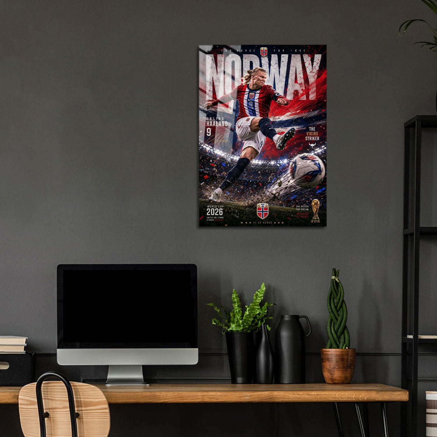 Flex Designs Metal Poster Erling Haaland Norway 2026 24 x 36" Home Goods - Sports  Metal Poster