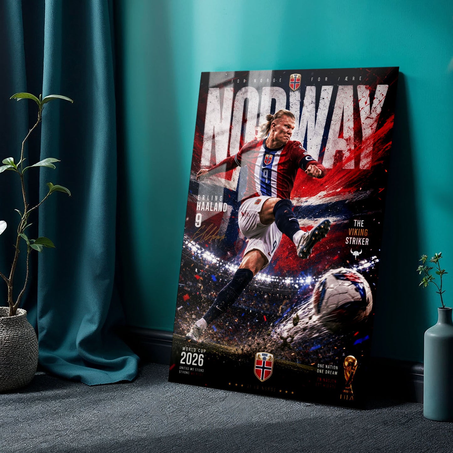 Flex Designs Metal Poster Erling Haaland Norway 2026 24 x 36" Home Goods - Sports  Metal Poster