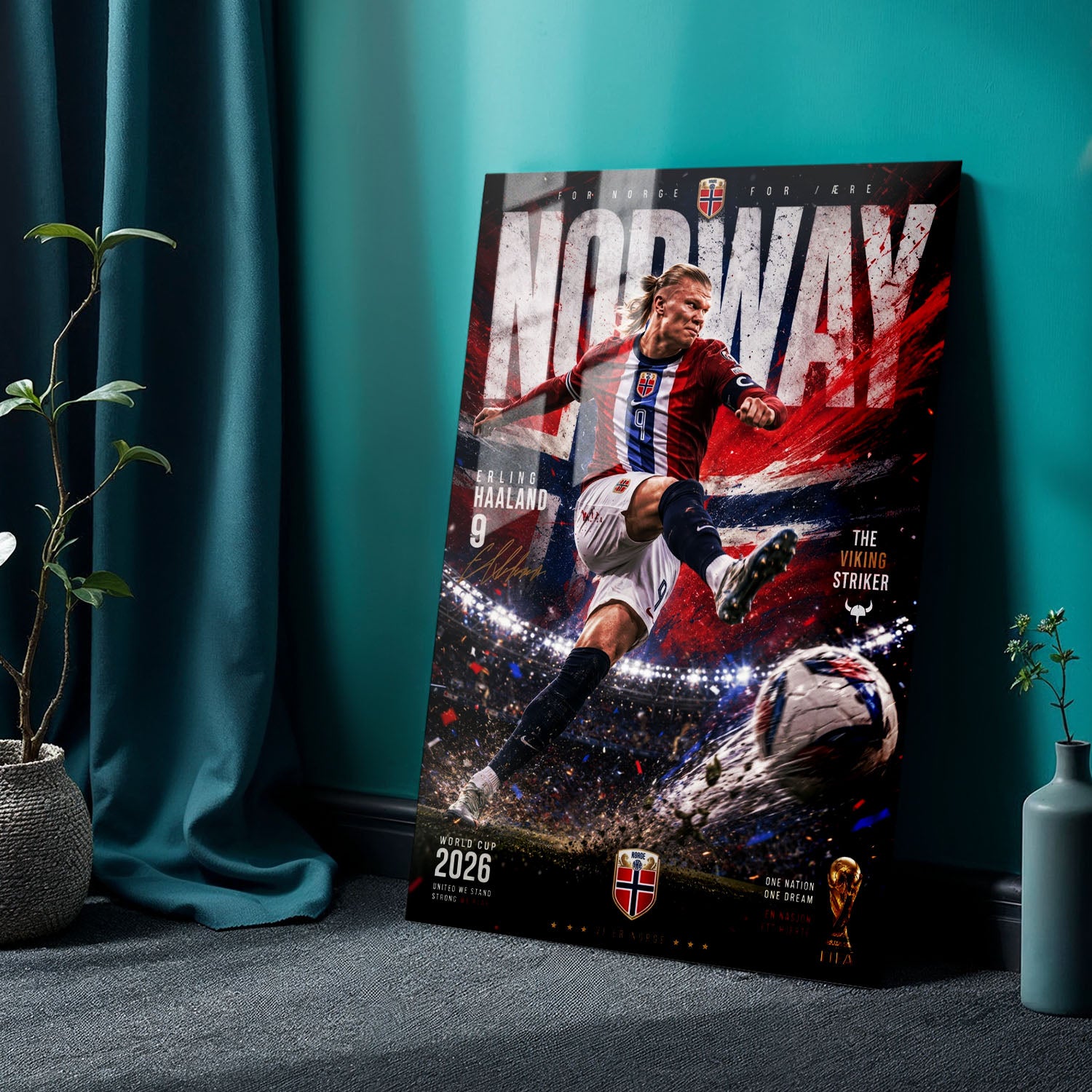 Flex Designs Metal Poster Erling Haaland Norway 2026 24 x 36" Home Goods - Sports  Metal Poster