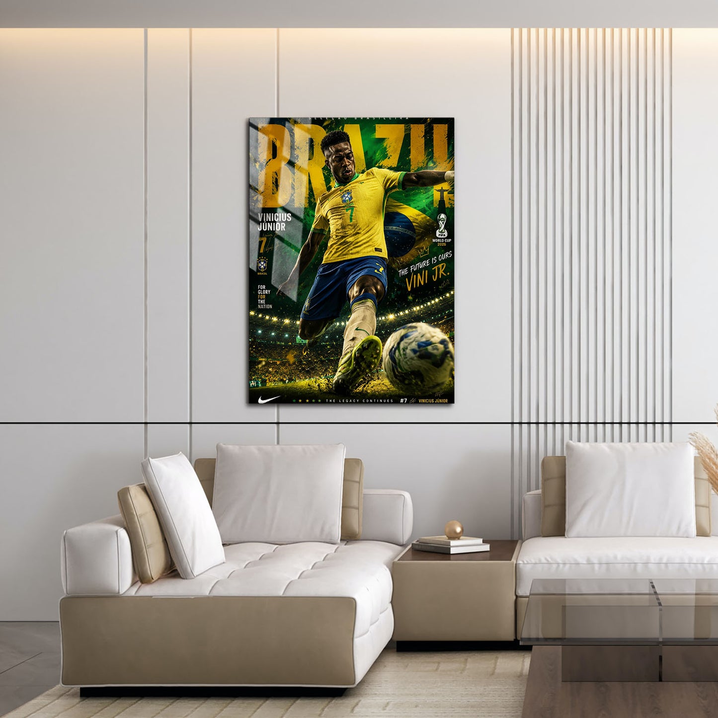 Flex Designs Metal Poster Vinicius Junior Brazil 2026 16 x 24" Home Goods - Sports  Metal Poster