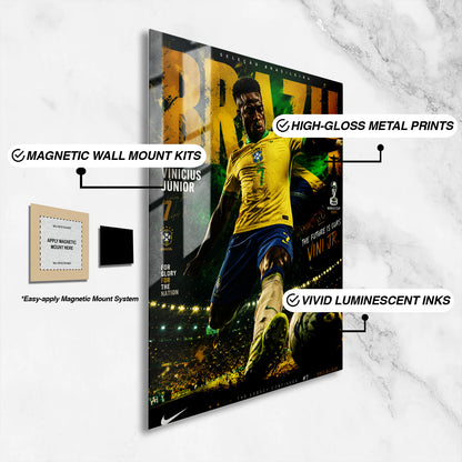 Flex Designs Metal Poster Vinicius Junior Brazil 2026 16 x 24" Home Goods - Sports  Metal Poster
