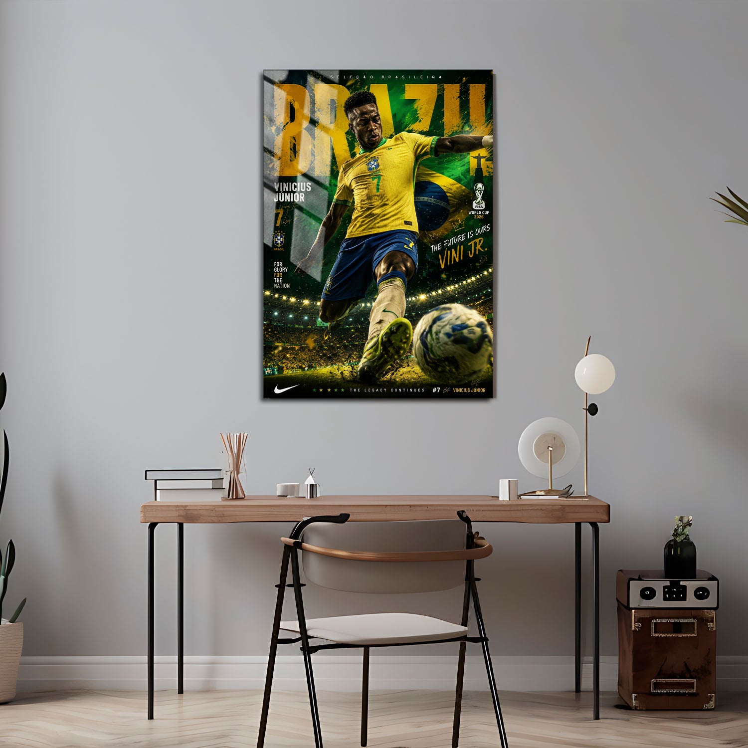 Flex Designs Metal Poster Vinicius Junior Brazil 2026 5 x 7" Home Goods - Sports  Metal Poster