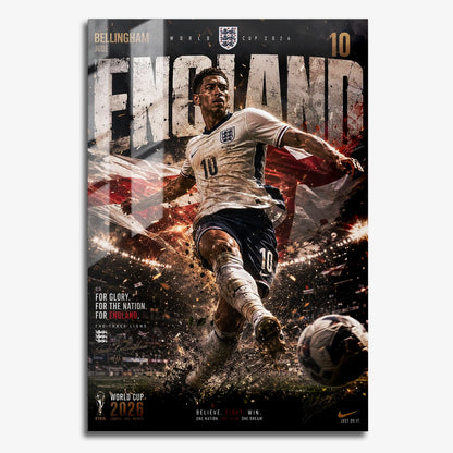 Flex Designs Metal Poster Jude Bellingham England 2026 11 x 17" Home Goods - Sports  Metal Poster