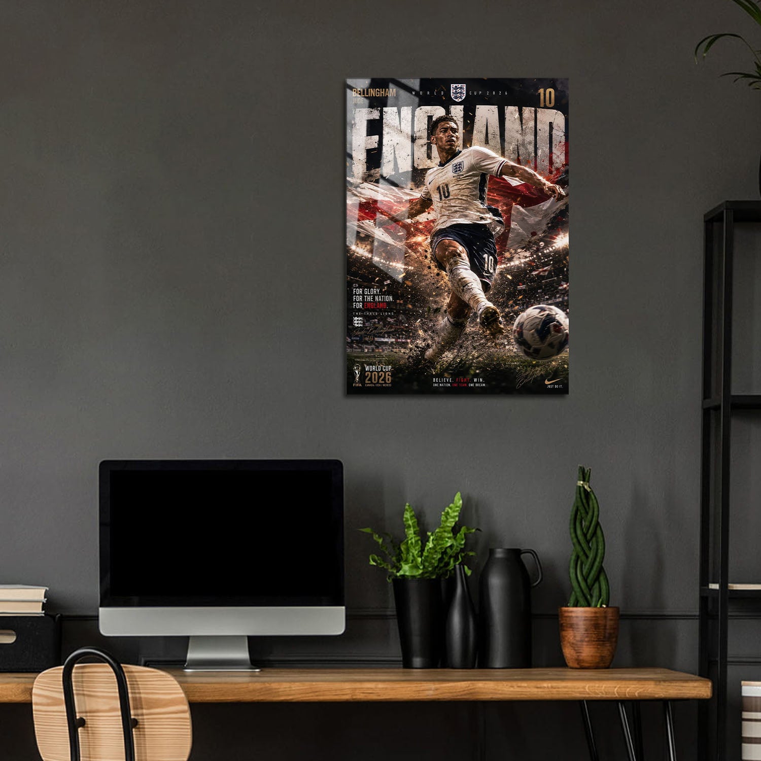 Flex Designs Metal Poster Jude Bellingham England 2026 24 x 36" Home Goods - Sports  Metal Poster