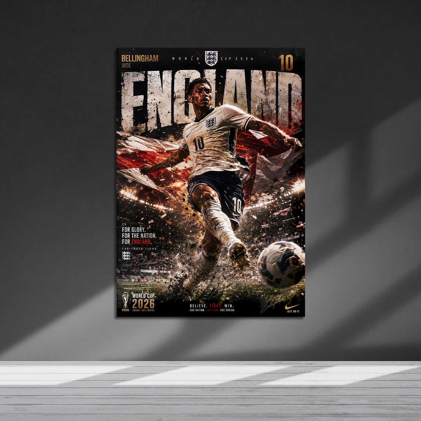 Flex Designs Metal Poster Jude Bellingham England 2026 5 x 7" Home Goods - Sports  Metal Poster