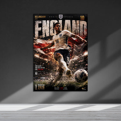 Flex Designs Metal Poster Jude Bellingham England 2026 5 x 7" Home Goods - Sports  Metal Poster