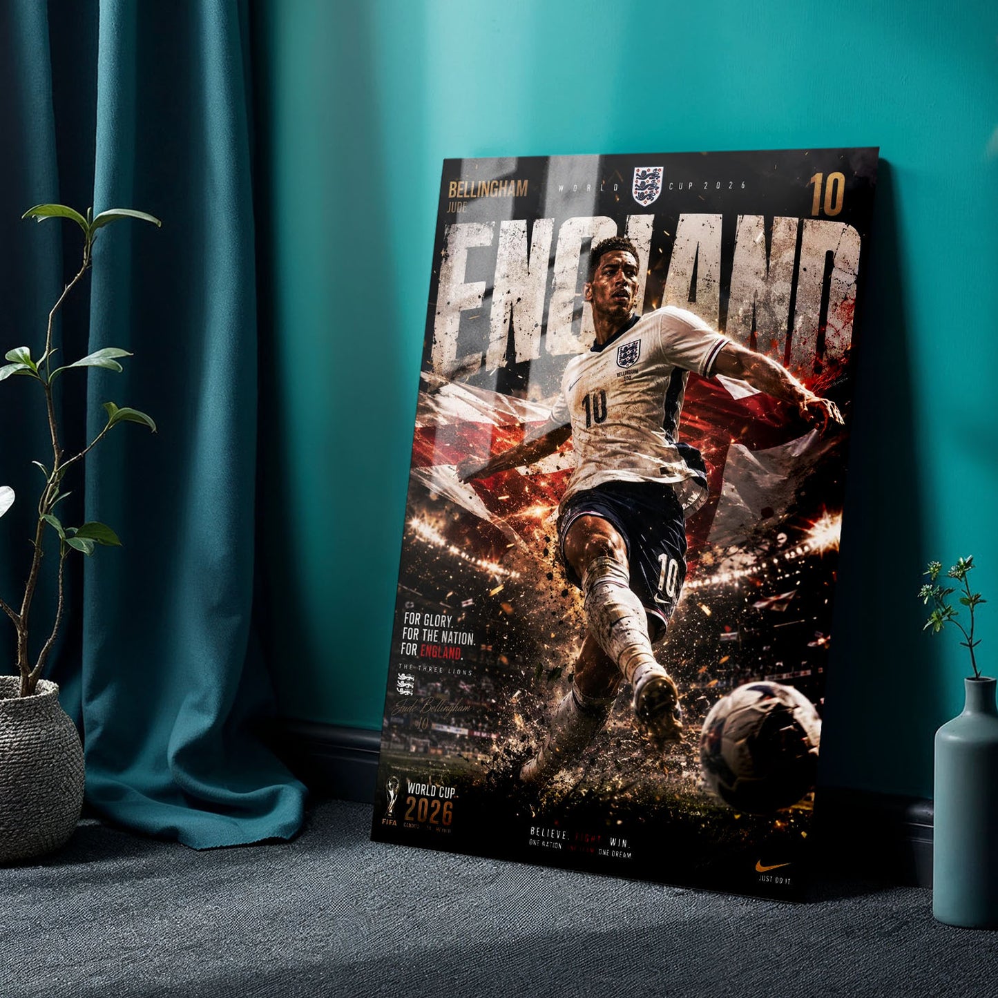 Flex Designs Metal Poster Jude Bellingham England 2026 24 x 36" Home Goods - Sports  Metal Poster