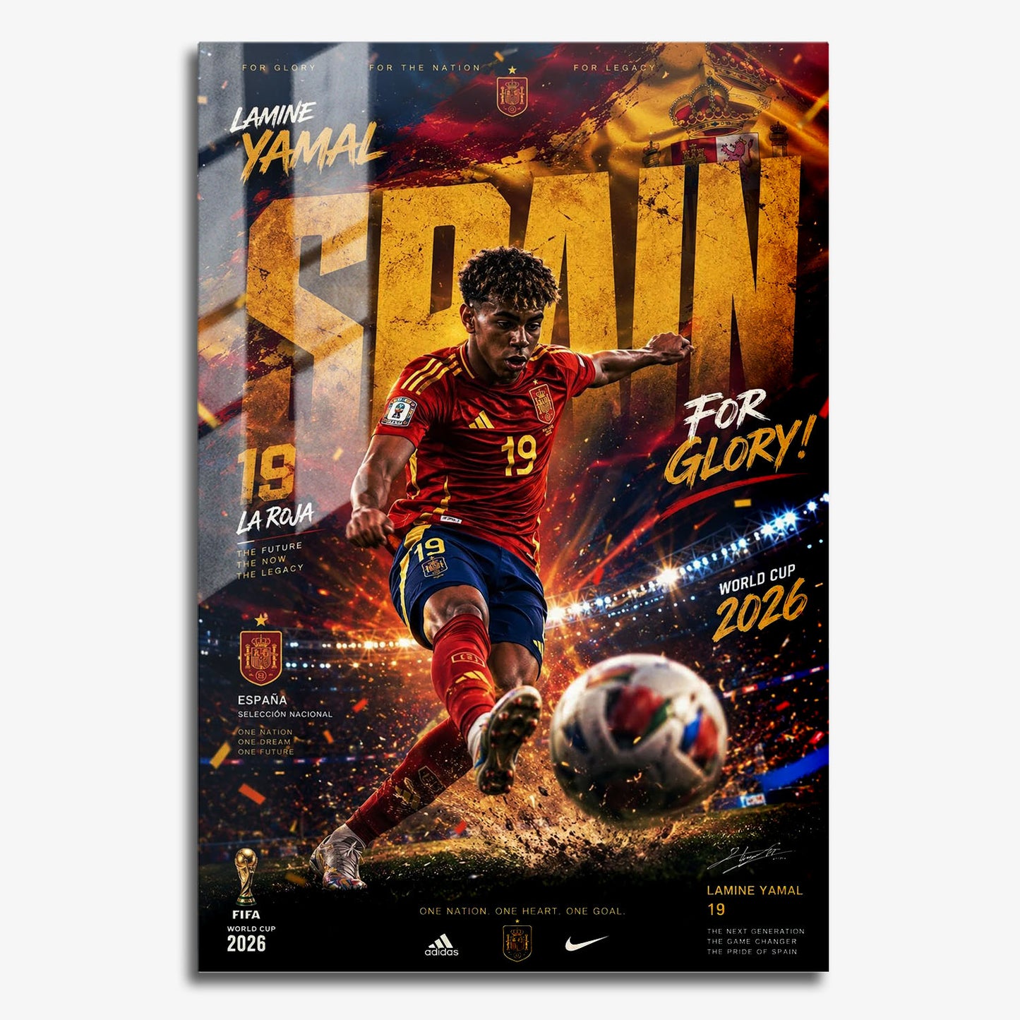 Flex Designs Metal Poster Lamine Yamal Spain 2026 11 x 17" Home Goods - Sports  Metal Poster