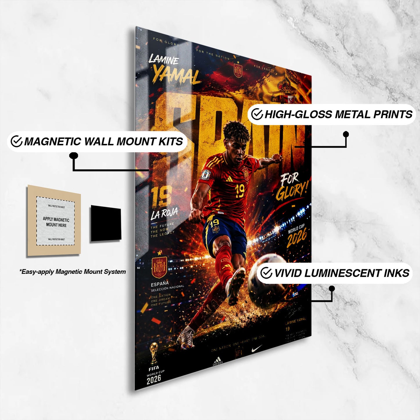 Flex Designs Metal Poster Lamine Yamal Spain 2026 16 x 24" Home Goods - Sports  Metal Poster