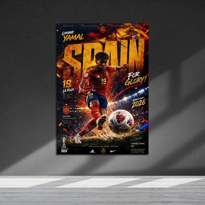 Flex Designs Metal Poster Lamine Yamal Spain 2026 5 x 7" Home Goods - Sports  Metal Poster