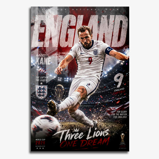 Flex Designs Metal Poster Harry Kane England 2026 11 x 17" Home Goods - Sports  Metal Poster