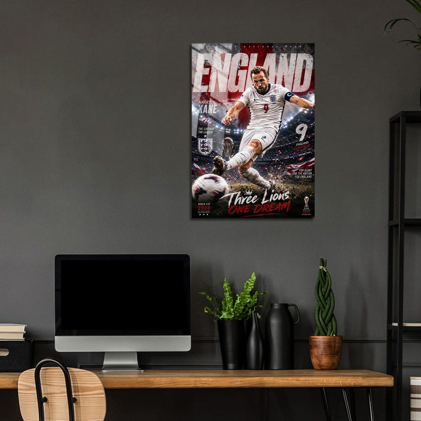 Flex Designs Metal Poster Harry Kane England 2026 24 x 36" Home Goods - Sports  Metal Poster