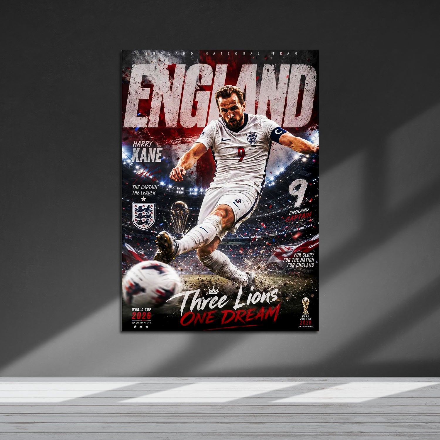 Flex Designs Metal Poster Harry Kane England 2026 5 x 7" Home Goods - Sports  Metal Poster