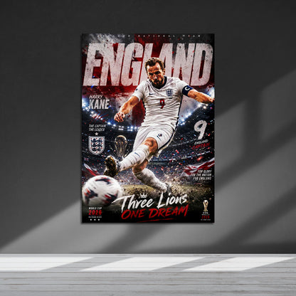 Flex Designs Metal Poster Harry Kane England 2026 5 x 7" Home Goods - Sports  Metal Poster